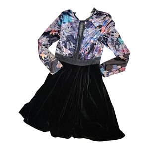 Little Mistress Size 8 Long Sleeve Velvet Dress *flaw*